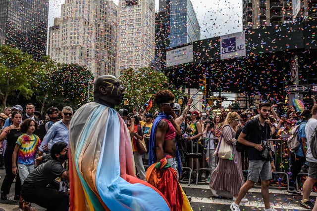 People participate in the annual Pride March on June 25, 2023 in New York City. 