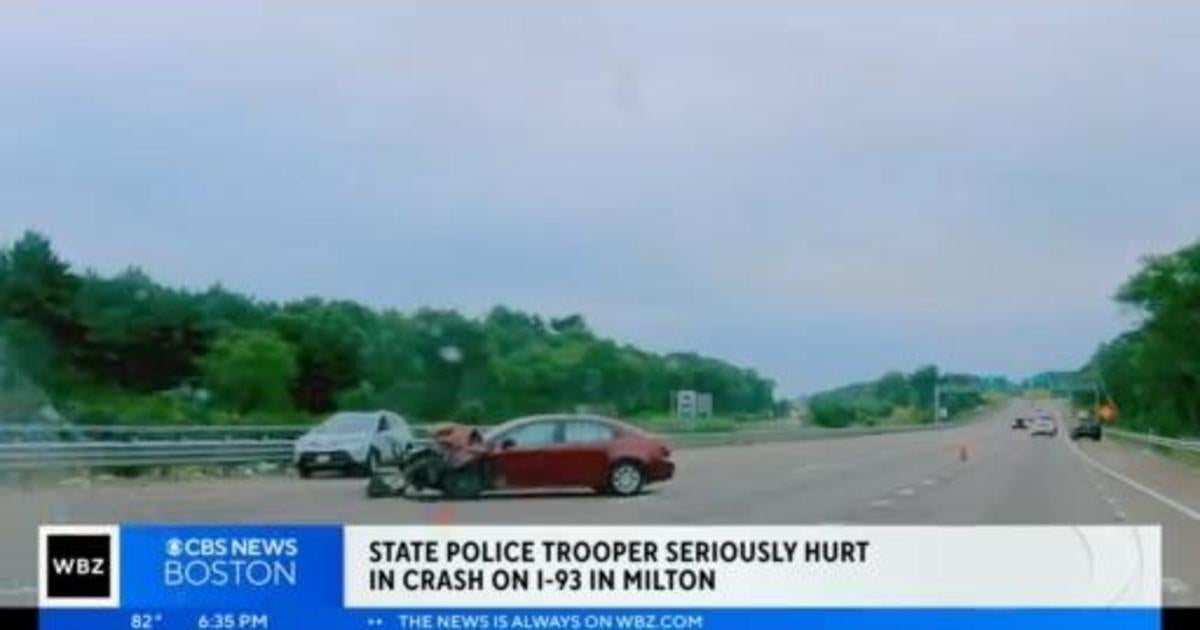 State Police trooper injured in crash on I-93 - CBS Boston