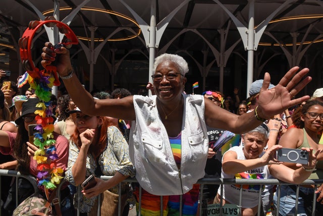 People participate in the annual Pride March on June 25, 2023 in New York City. 