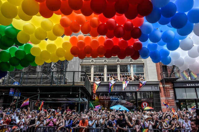 People participate in the annual Pride March on June 25, 2023 in New York City. 