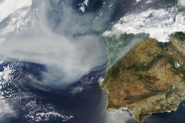 Smoke from Canadian wildfires is seen reaching Europe in this satellite photo June 26, 2023. 