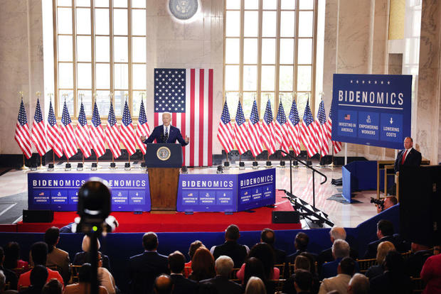 President Biden unveils his economic plan during an event in the lobby of the Old Post Office Building on June 28, 2023, in Chicago. 