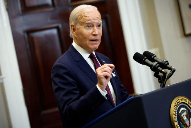President Biden makes a statement about the Supreme Court's decision on affirmative action in higher education in the Roosevelt Room at the White House on June 29, 2023, in Washington, D.C. 