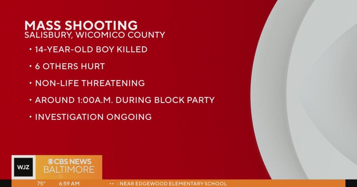 Teen killed, 6 injured in mass shooting at Salisbury block party - CBS ...