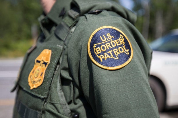 A patch on the uniform of a U.S. Border Patrol agent at a highway checkpoint on Aug. 1, 2018, in West Enfield, Maine.