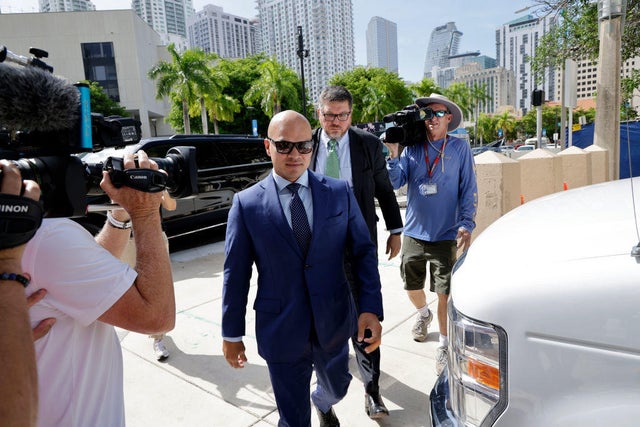 Walt Nauta, valet to former President Donald Trump and a co-defendant in federal charges filed against him, arrives at the federal courthouse in Miami on July 6, 2023.