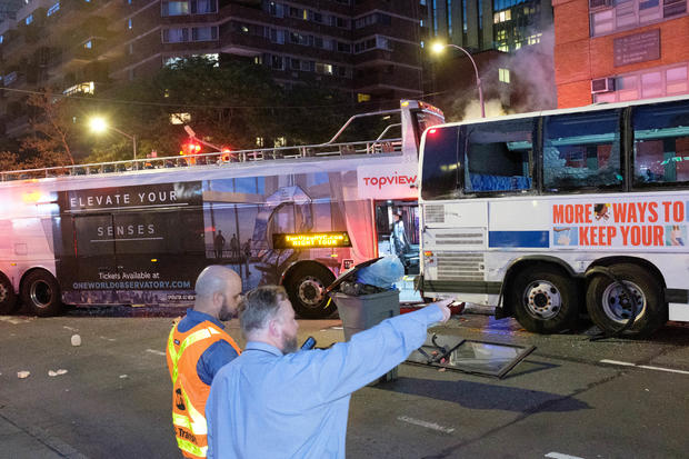 New York City bus accident scene 