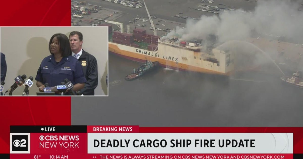 U.S. Coast Guard update on Port Newark cargo ship fire - CBS New York