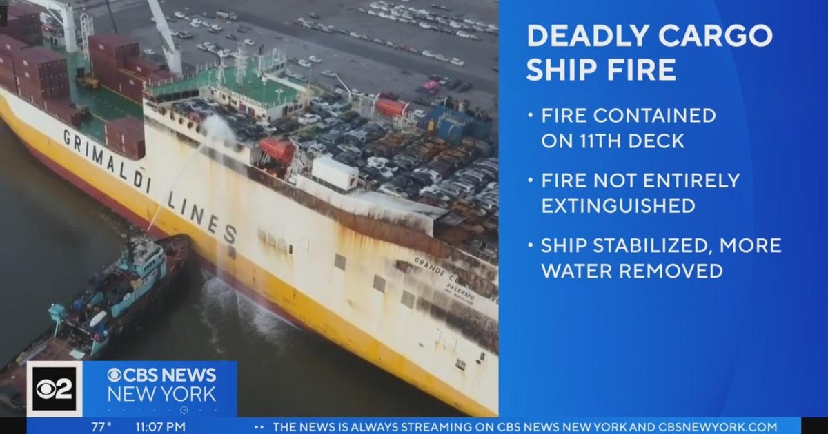 Officials: Fire aboard cargo ship at Port Newark is contained - CBS New ...