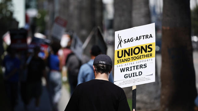 SAG-AFTRA Union Members Join Writers Picket Line At Netflix Headquarters 