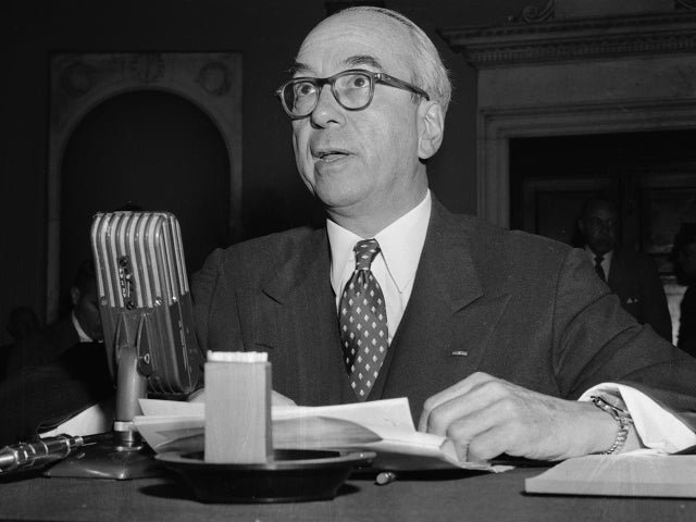 Lewis Strauss Testifying at a Hearing 