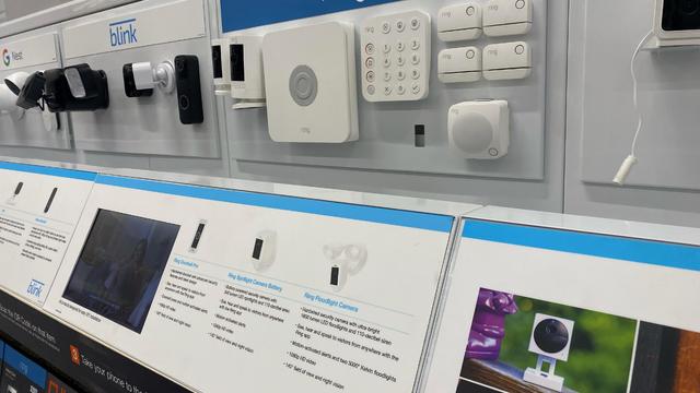 Ring home security system display at Costco, Queens, New York 