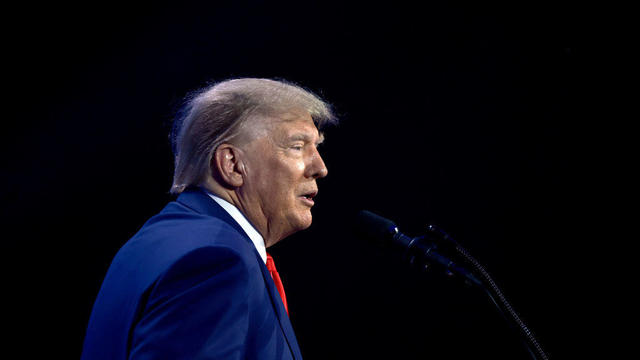 Former President Donald Trump speaks at the Turning Point Action conference as he continues his 2024 presidential campaign on July 15, 2023, in West Palm Beach, Florida. 