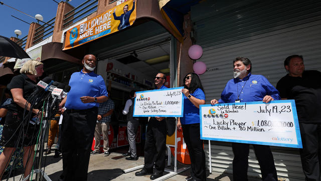 Powerball lottery tickets are seen at a store with the estimated jackpot at a whopping $1 billion in San Mateo, California, on July 18, 2023. 