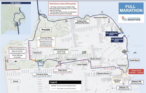 San Francisco Full Marathon route map 