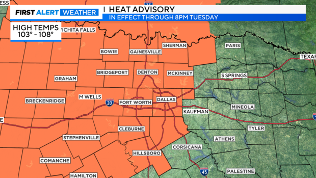 First Alert Weather: Heat Advisory in effect for parts of North Texas through Tuesday evening 