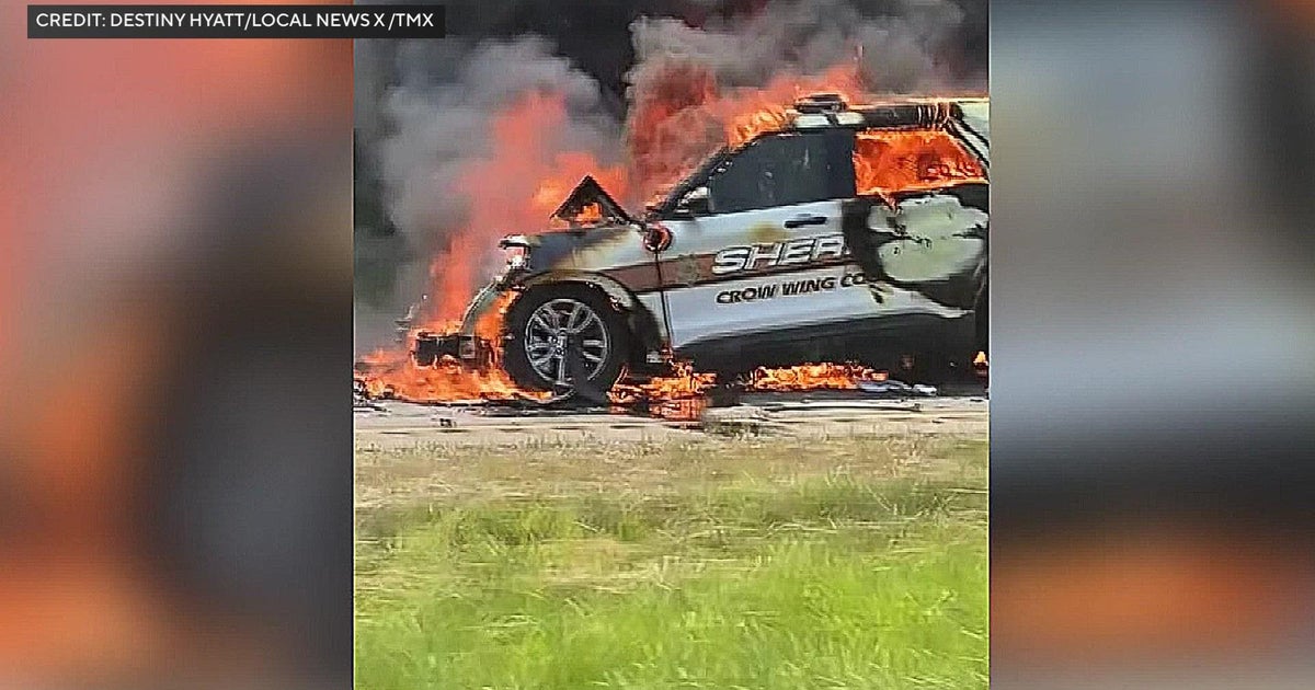 Squad car catches fire after crash in Crow Wing County; 4 injured ...