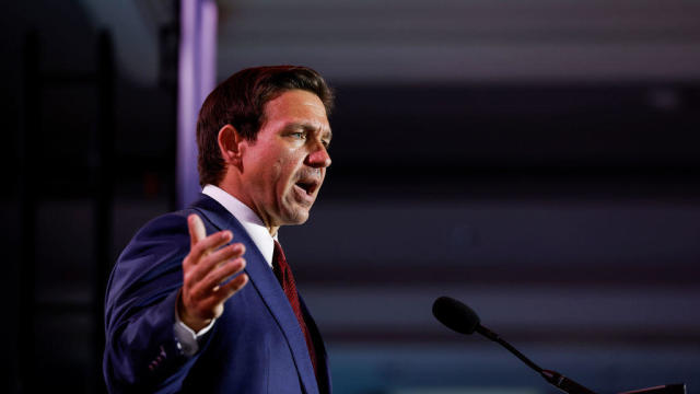 Republican presidential candidate Florida Gov. Ron DeSantis delivers remarks at the 2023 Christians United for Israel summit on July 17, 2023 in Arlington, Virginia. 