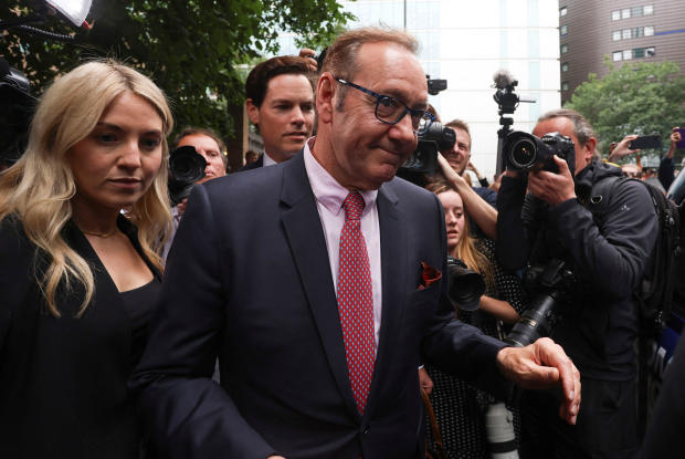 Actor Kevin Spacey leaves Southwark Crown Court after he was found not guilty on charges related to allegations of sexual offenses, in London, July 26, 2023. 
