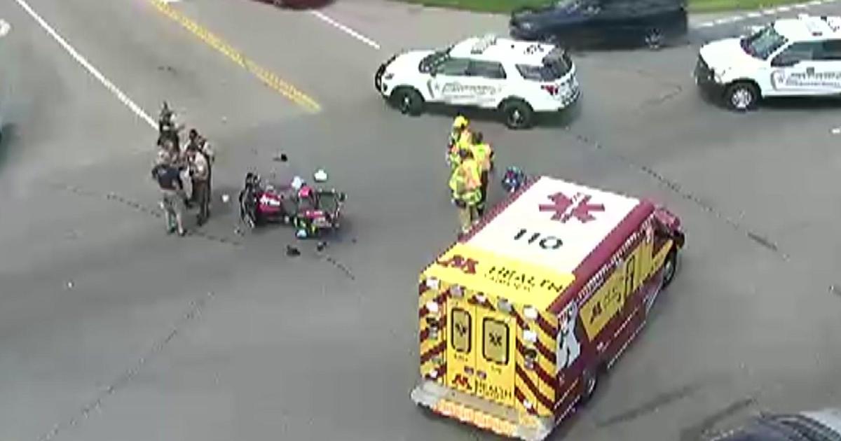 Motorcyclist seriously hurt in crash with minivan in Hugo