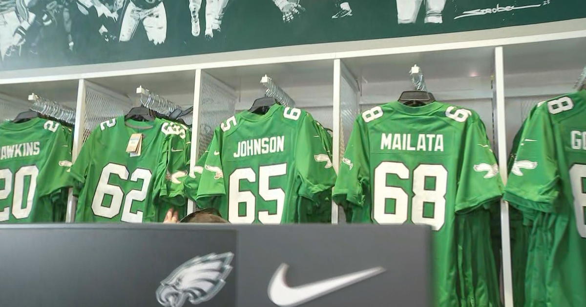 Eagles Kelly Green jerseys for sale at team pro shops Monday - CBS  Philadelphia