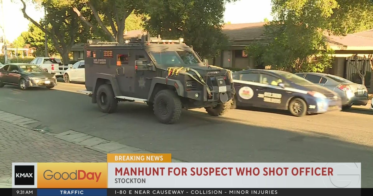 Manhunt underway in Stockton for suspect who shot officer