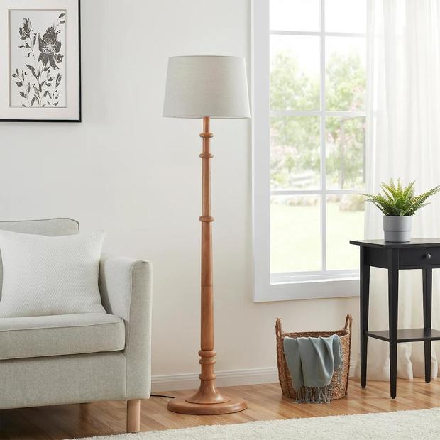 Better Homes & Gardens Transitional Turned Wood Floor Lamp 