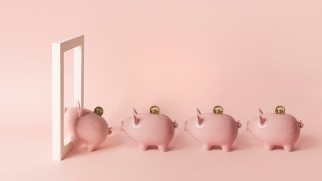 Financial freedom concepts still life with piggy bank. 