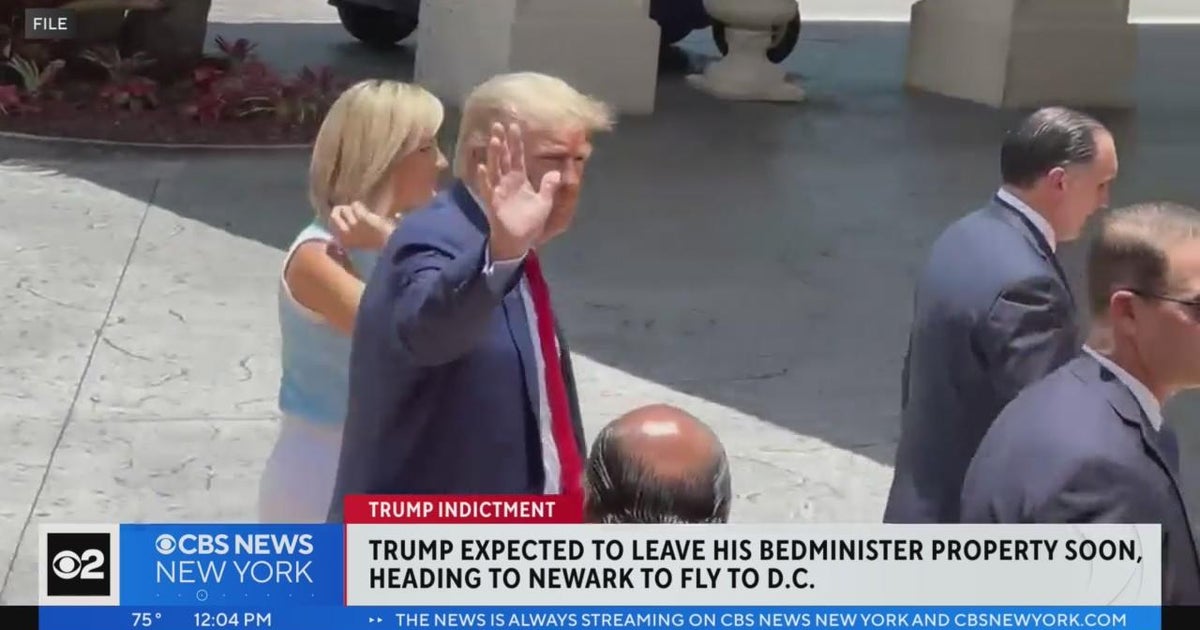 Former President Trump set to depart Bedminster for arraignment - CBS ...