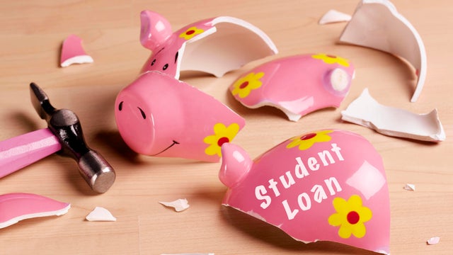 Broken piggy bank, studio shot 