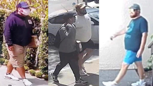 Surveillance images of San Mateo residential burglary suspects. 