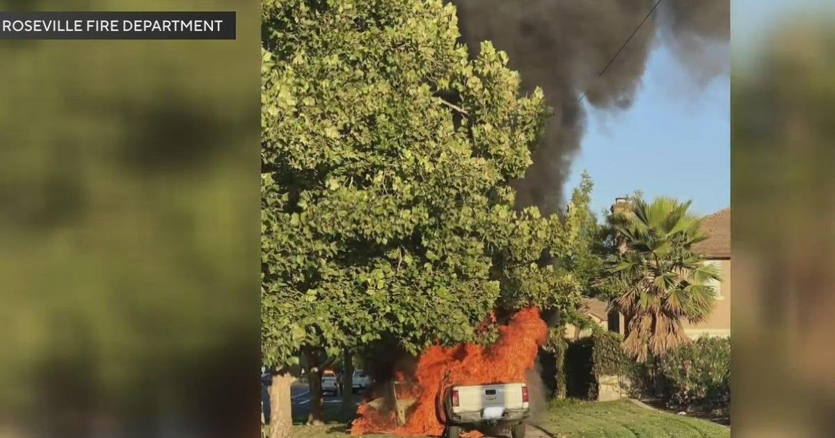 Truck catches fire after crashing into Roseville electrical transformer; knocks out power