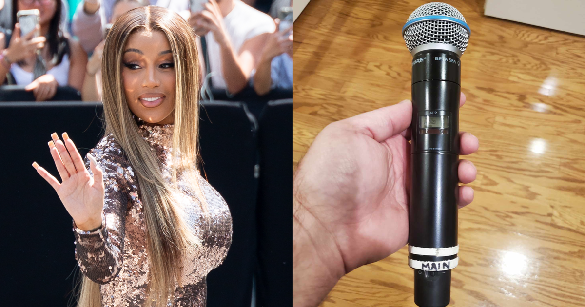 Микрофонът, хвърлен от Cardi B на фен, се продава за близо $100 000 на търг