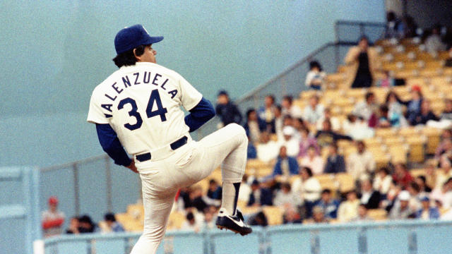 Dodgers Pitcher Fernando Valenzuela during MLB Playoff Game 1985 