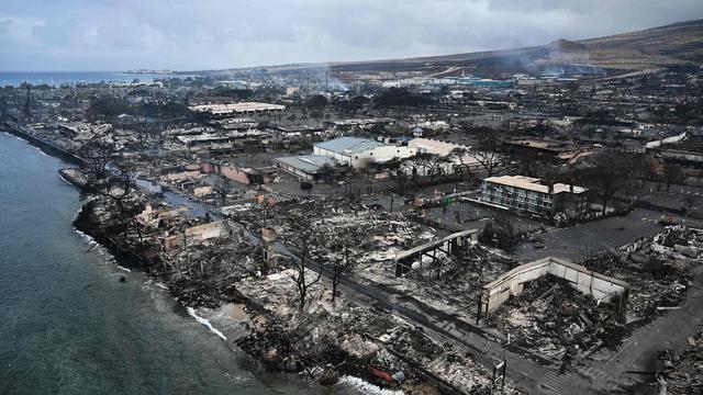 Hawaii wildfire damage aerial 