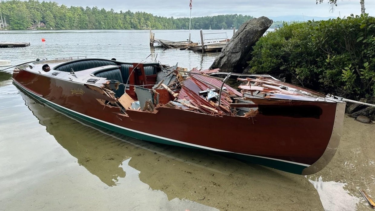 Boat abandoned on rocks after Lake Winnipesaukee hit-and-run crash ...