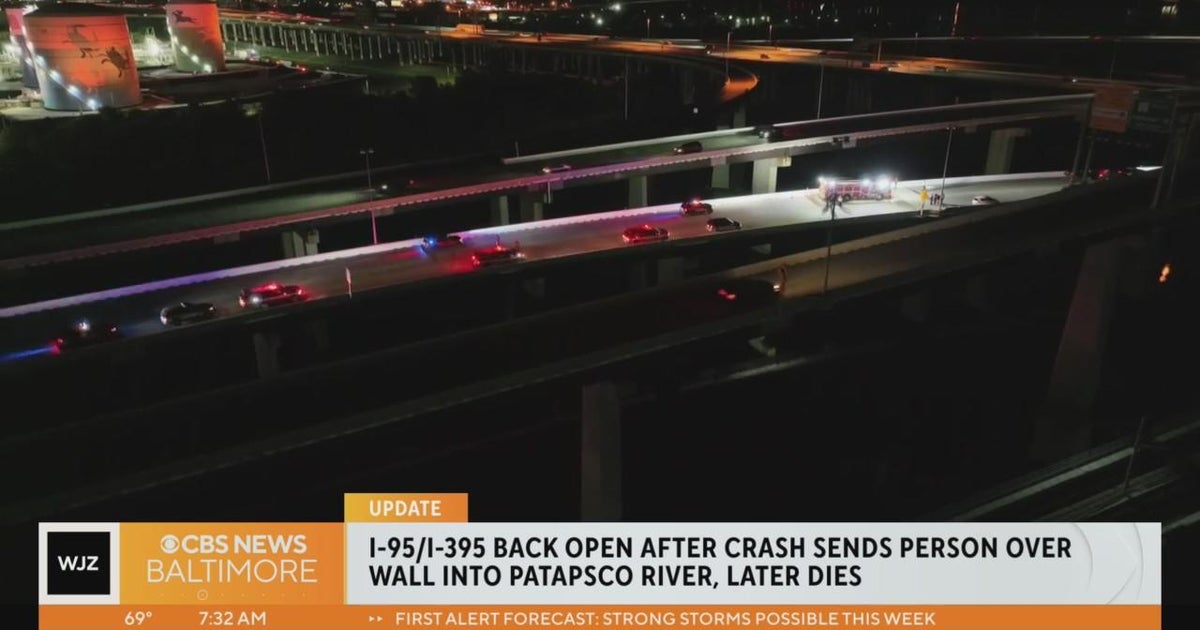 Man dies after being knocked from I-395 bridge in Baltimore crash - CBS ...
