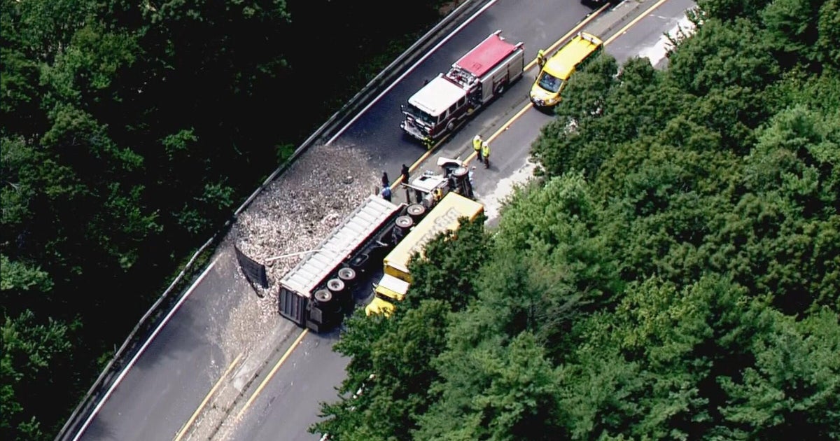 I495 in Middleboro reopens after trash truck rollover CBS Boston