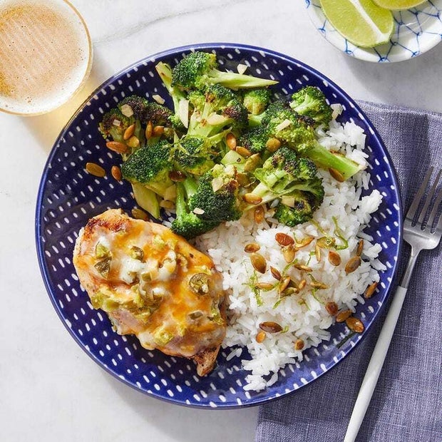 Cheesy Mexican Chicken with Broccoli, Rice & Toasted Pepitas