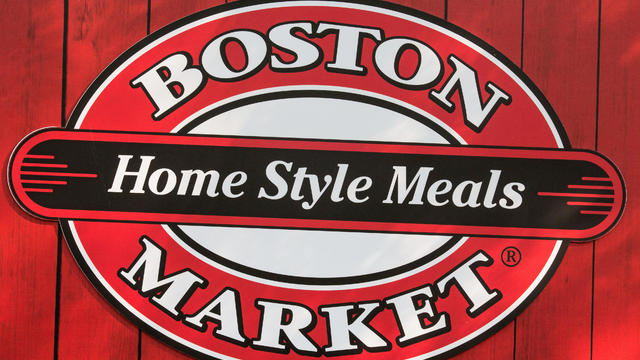 The Boston Market logo is displayed during news conference at the U.S. ambassador's residence in Bangkok, Thailand, on Thursday, Jan. 18, 2018. 