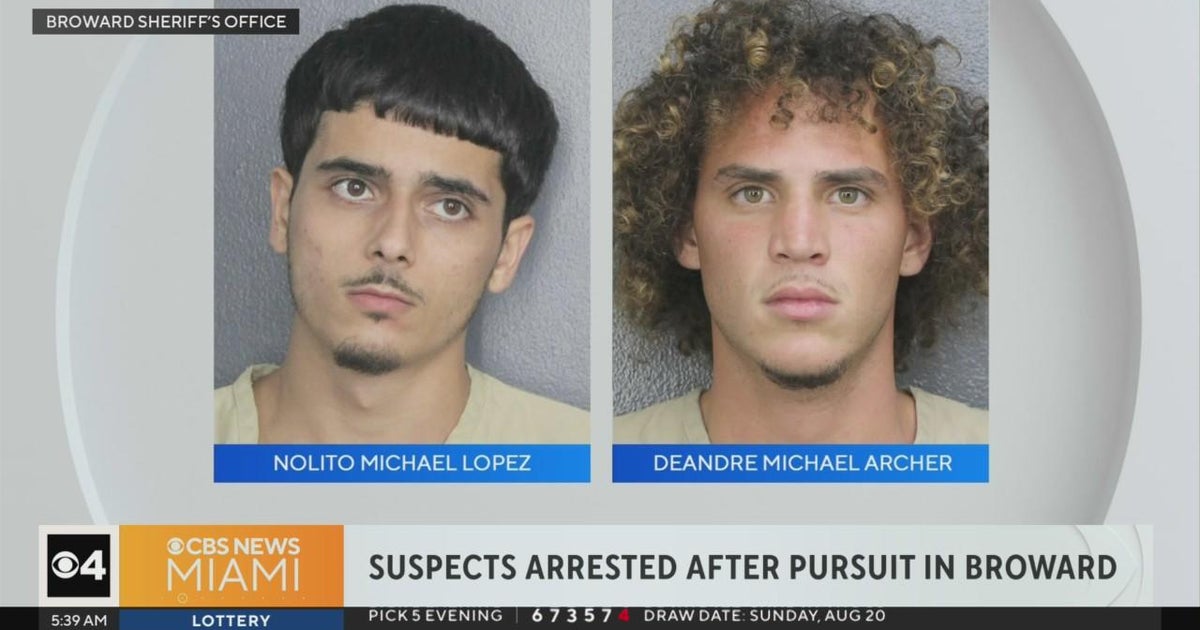 Two in custody after weekend police chase in Broward - CBS Miami