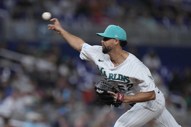 Miami Marlins center fielder Jazz Chisholm Jr.'s glove during the