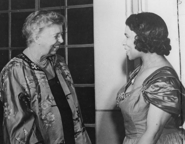 On May 22, 1953 Eleanor Roosevelt met African American opera star Marian Anderson in Japan.