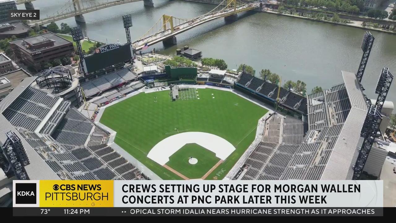 Crews setting up stage for Morgan Wallen concerts at PNC Park