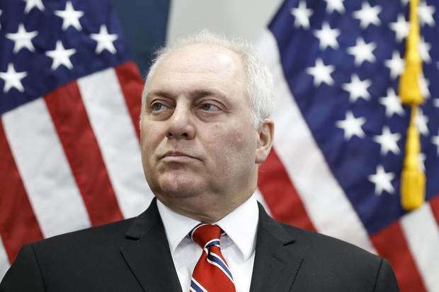 House Majority Leader Steve Scalise listens during a press conference at the Capitol on July 18, 2023. 