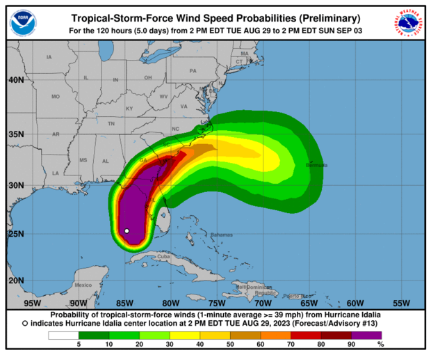 Hurricane Idalia forecast map 