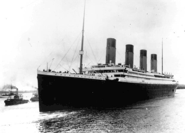 The Titanic leaving Southampton, England on her maiden voyage on April 10, 1912