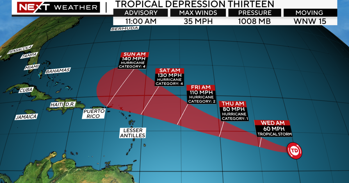 Тропическа депресия 13 се формира в Атлантическия океан, може да се превърне в „голям ураган“ до края на седмицата