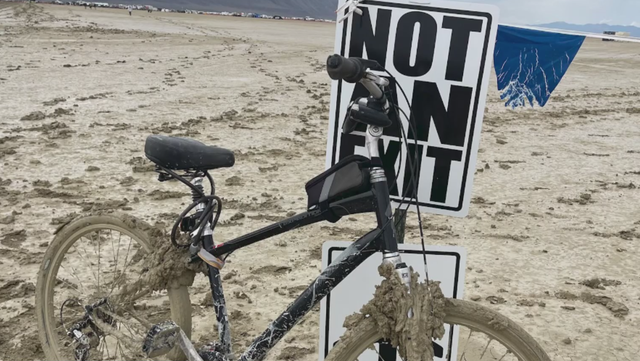 Burning Man, bicycle, mud 