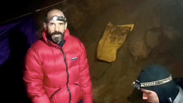 U.S. explorer Mark Dickey is seen inside the Morca Cave in Turkey 